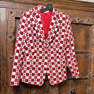 Akris Punto Red & White Check Blazer — Size 12